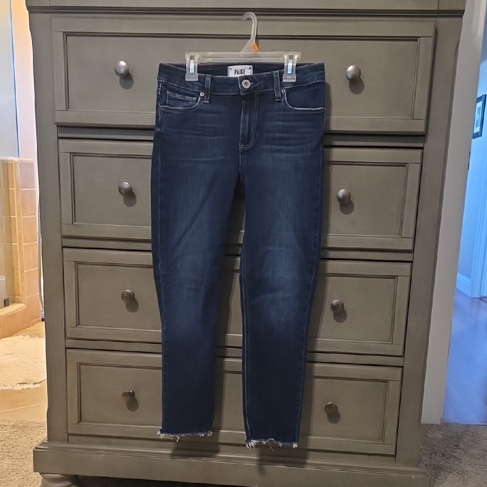 PAIGE Women's Dark Blue Ankle Jeans
